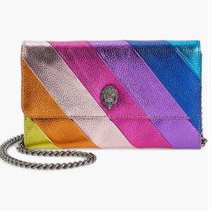 Kurt Geiger Leather Chain Wallet Rainbow Stripe